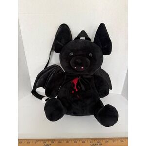 Hot Topic Vampire Bat Plush Backpack Black Gothic Spooky Halloween NWT